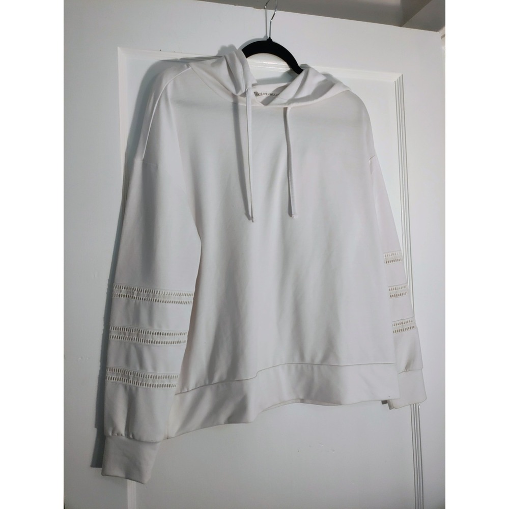 TITLE:Live Well Women's Large White Lace Inset Lightweight Hoodie Pullover